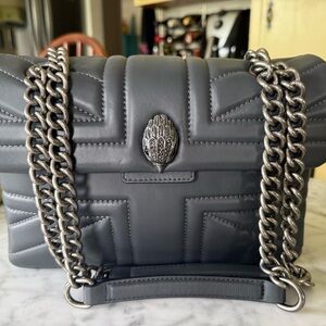 Kurt Geiger Dark Gray Union Jack Quilted Shoulder Bag
